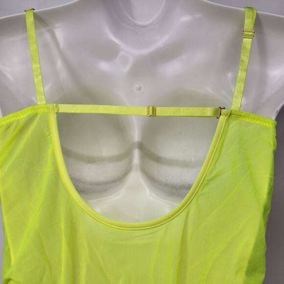 NWT Windsor Neon Yellow c7 Black Lace Thong Bodysuit Women's XL - Picture 5 of 9